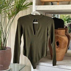 Olive Green Long Sleeve Bodysuit